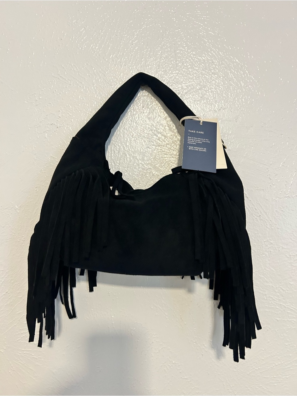 Universal Thread Black Suede Fringe Shoulder Bag